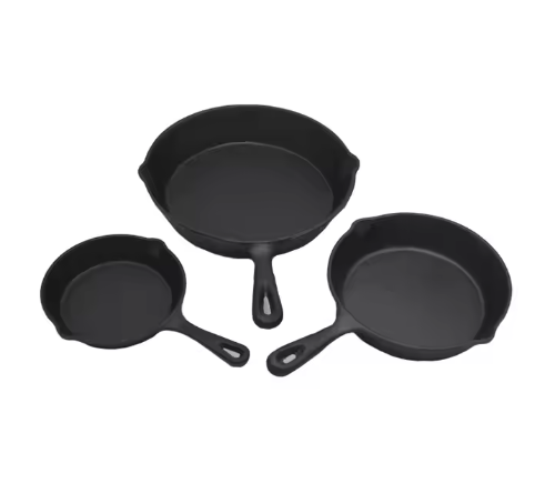 Pre-Seasoned Cast Iron Skillet 3 Piece Set