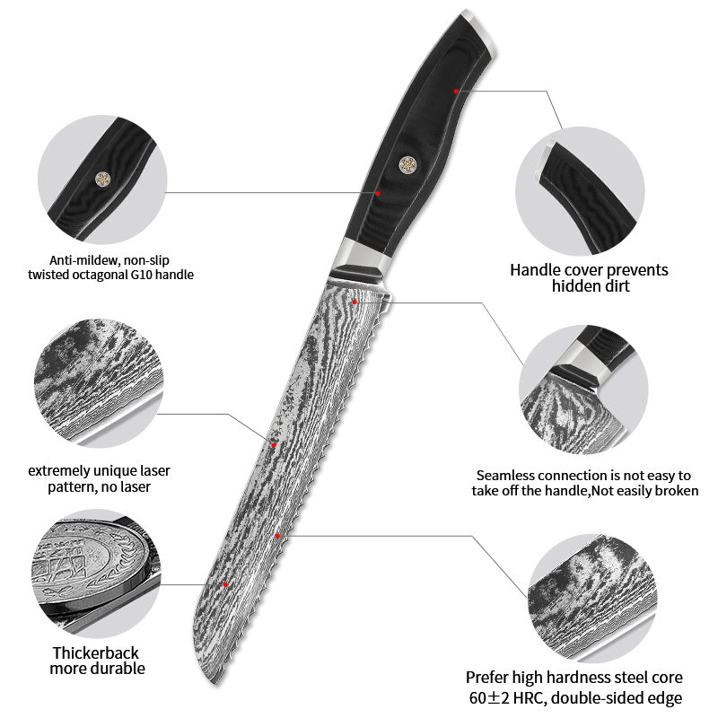 Damascus Steel Bread Knife