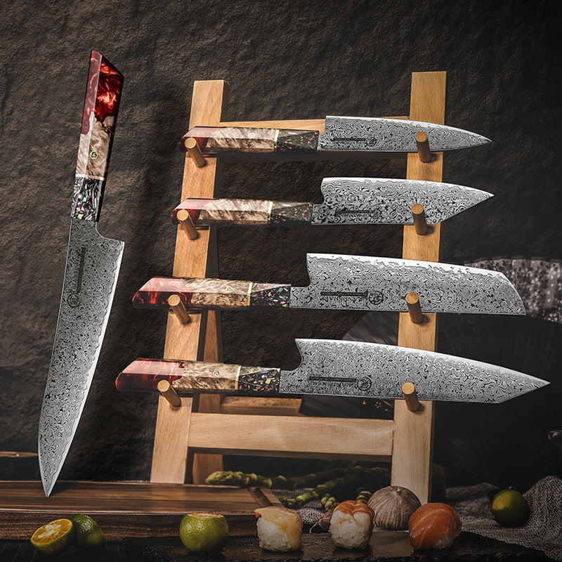 Red Resin Damascus Steel