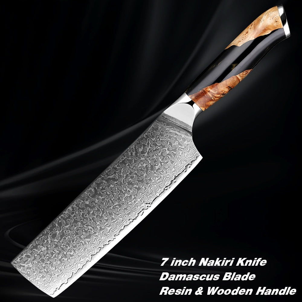 Acciaio damasco, Manico in resina e legno