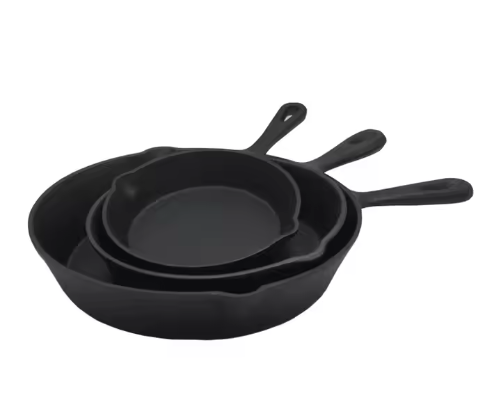 Pre-Seasoned Cast Iron Skillet 3 Piece Set