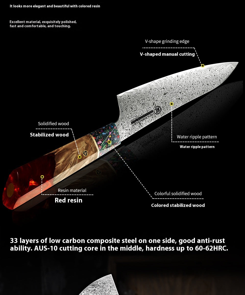 Red Resin Damascus Steel
