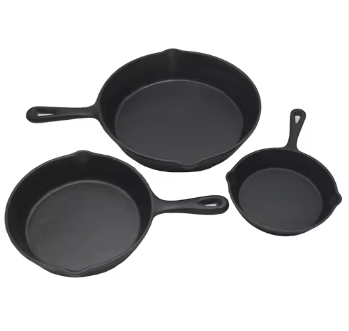 Pre-Seasoned Cast Iron Skillet 3 Piece Set