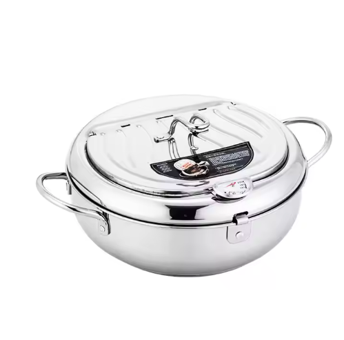 Stainless Steel Tempura Deep-Fryer Pot with lid