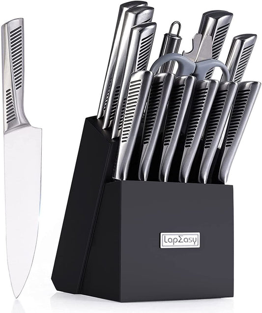 15 Piece High Carbon German Stainless Steel Knife Set With Block