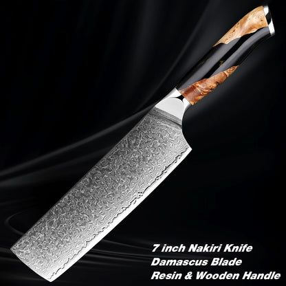 Acciaio damasco, Manico in resina e legno