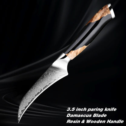 Acciaio damasco, Manico in resina e legno