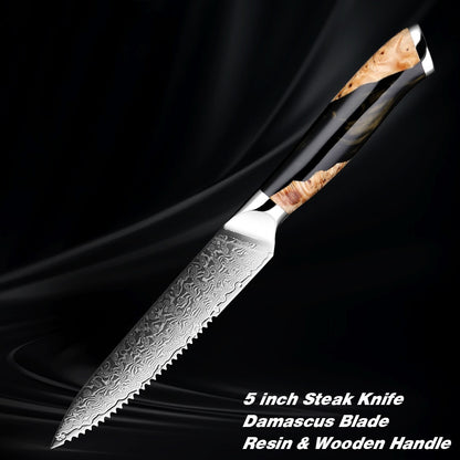 Acciaio damasco, Manico in resina e legno
